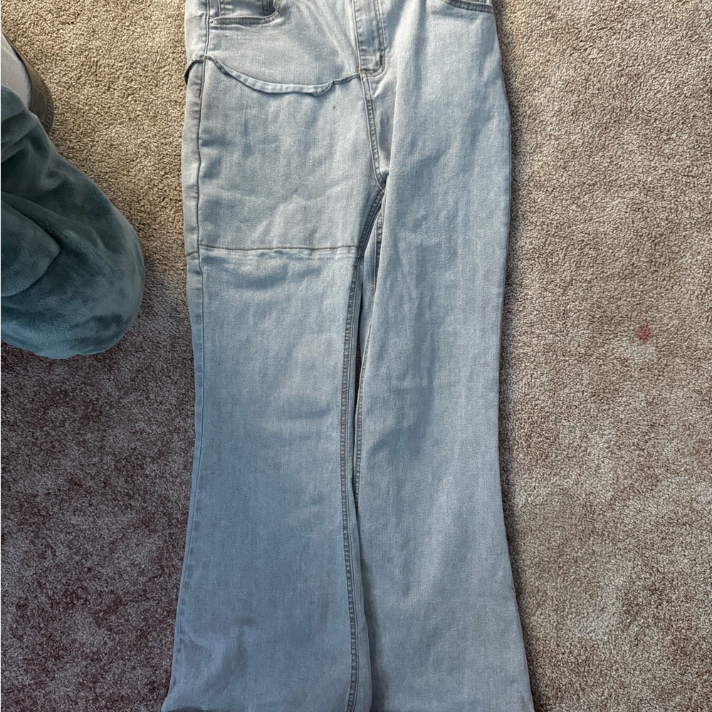 d. jeans Grey Flare Wide Leg Jeans